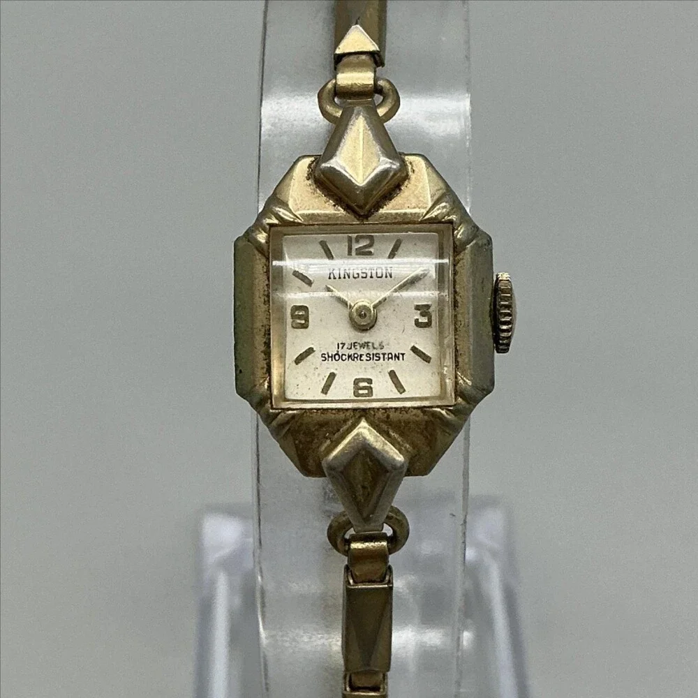 Vintage Kingston Womens Watch 16mm Cream Dial Gold Tone 17 Jewels Manual